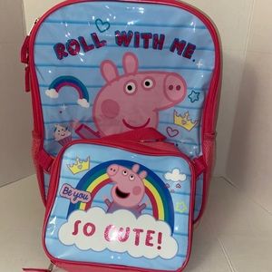Girls peppa pig Bookbag with lunchbox